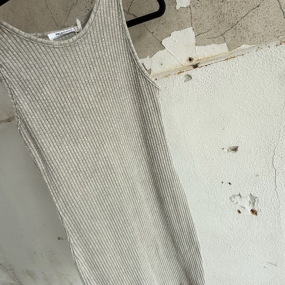 Project Social T Ribbed Tank Mini Dress Gray Casual Bodycon Minimalist‎ Smal NWT